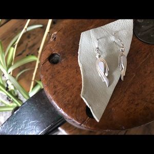 Sterling silver mother of pearl wing earrings.